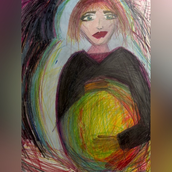 “Embarazada” colored pencil drawing I made in 2018, 18x24” - Picture 3 of 5